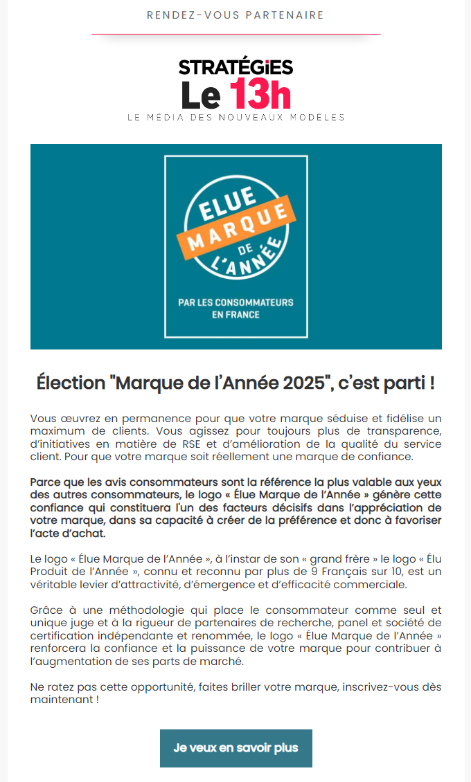 Flash Info Elue Marque de l'Année